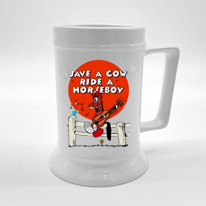 Save A Cow Ride A Horse Boy Front & Back Beer Stein