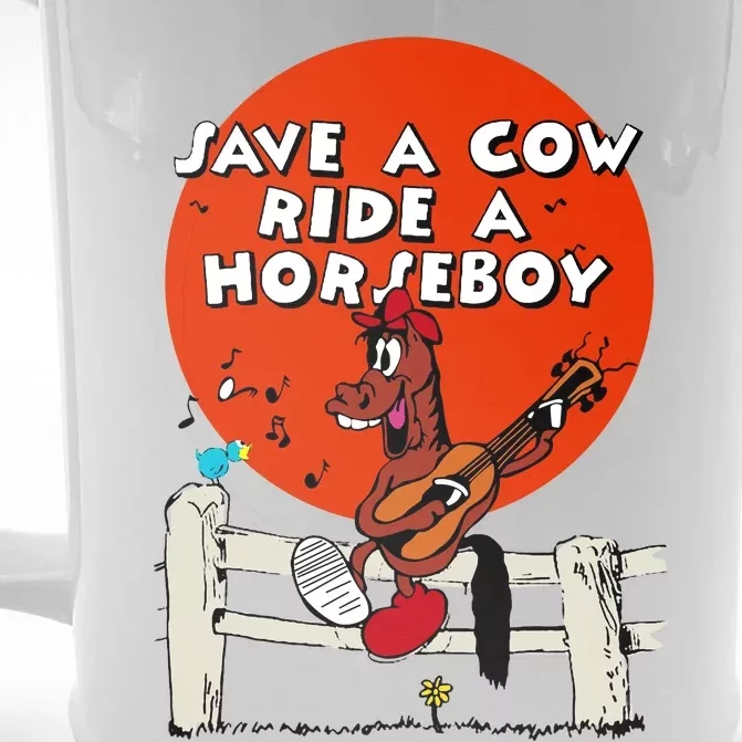 Save A Cow Ride A Horse Boy Front & Back Beer Stein