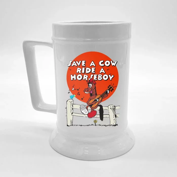 Save A Cow Ride A Horse Boy Front & Back Beer Stein