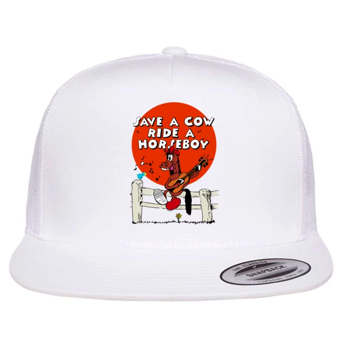 Save A Cow Ride A Horse Boy Flat Bill Trucker Hat