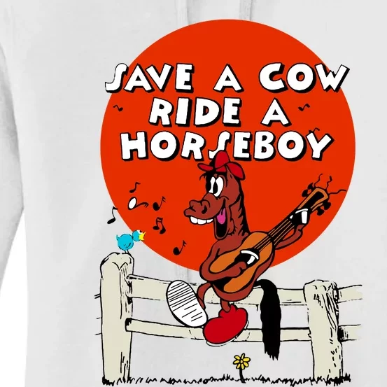 Save A Cow Ride A Horse Boy Women's Pullover Hoodie