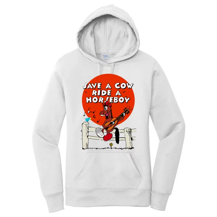 Save A Cow Ride A Horse Boy Women's Pullover Hoodie