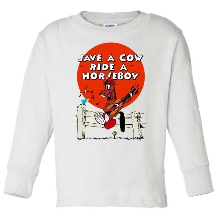 Save A Cow Ride A Horse Boy Toddler Long Sleeve Shirt