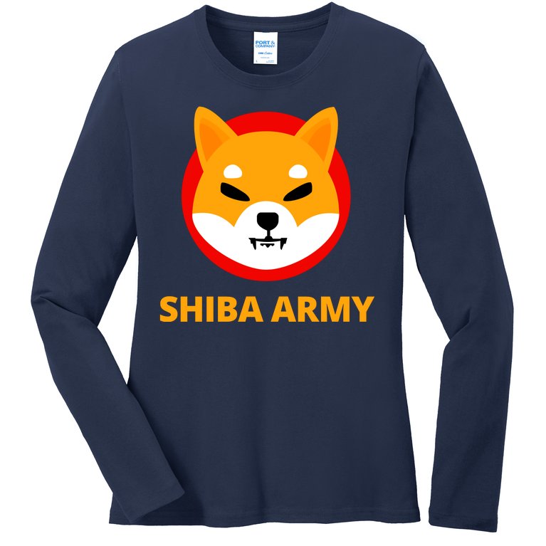 Shiba Army Crypto Currency Ladies Missy Fit Long Sleeve Shirt