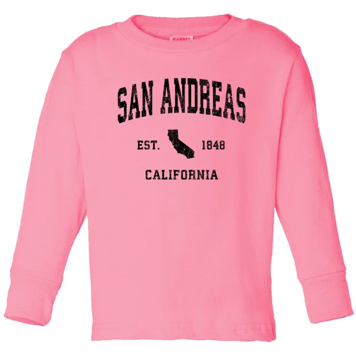 San Andreas California Ca Vintage Athletic Toddler Long Sleeve Shirt