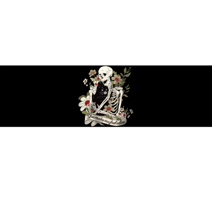 Skeleton And Cat Halloween Vintage Funny Skeleton Halloween Bumper Sticker