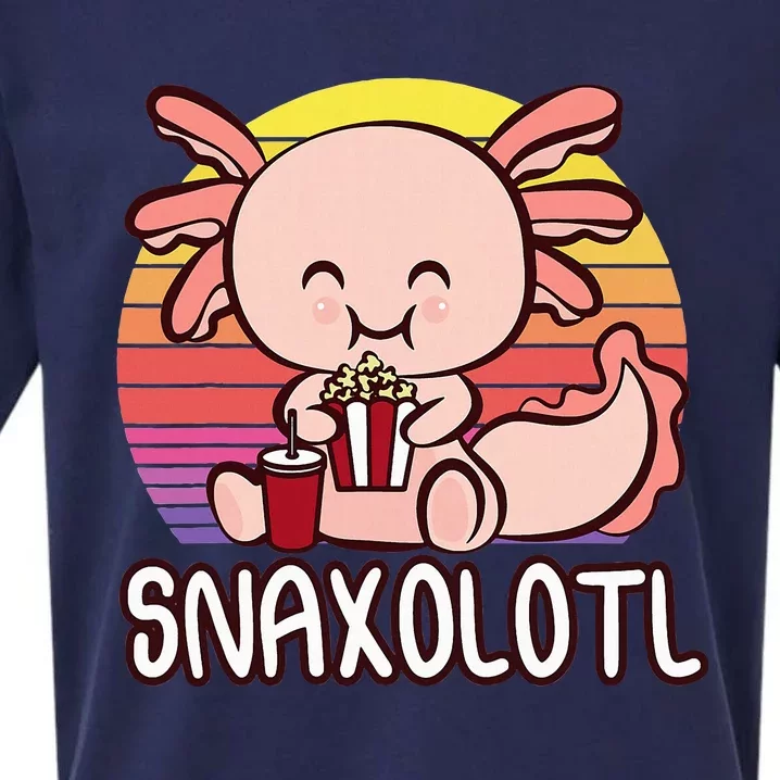 Snaxalotl A Cute Kawaii Axolotl Snacking As Snaxolotl Sueded Cloud Jersey T-Shirt