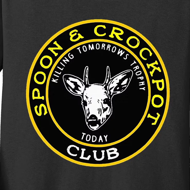 Spoon And Crockpot Club Funny Hunting Design Kids Long Sleeve Shirt