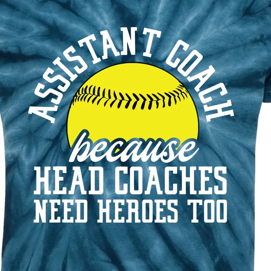 Softball Assistant Coach Because Head Coaches Need Heroes Kids Tie-Dye T-Shirt