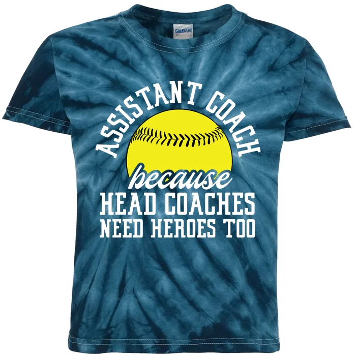 Softball Assistant Coach Because Head Coaches Need Heroes Kids Tie-Dye T-Shirt