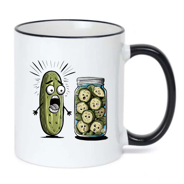 Surprise A Cucumber And A Jar Of Sliced Pickles Funny Pickle Gift Black Color Changing Mug