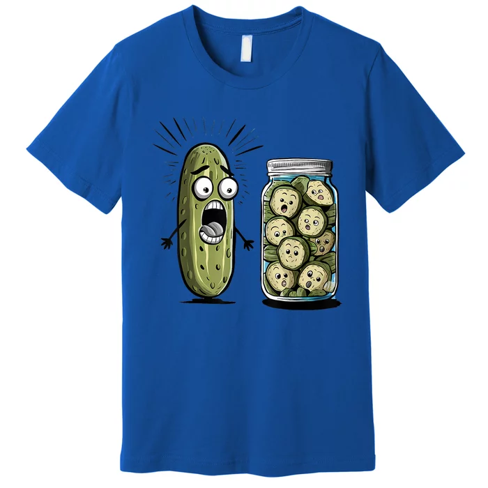 Surprise A Cucumber And A Jar Of Sliced Pickles Funny Pickle Gift Premium T-Shirt