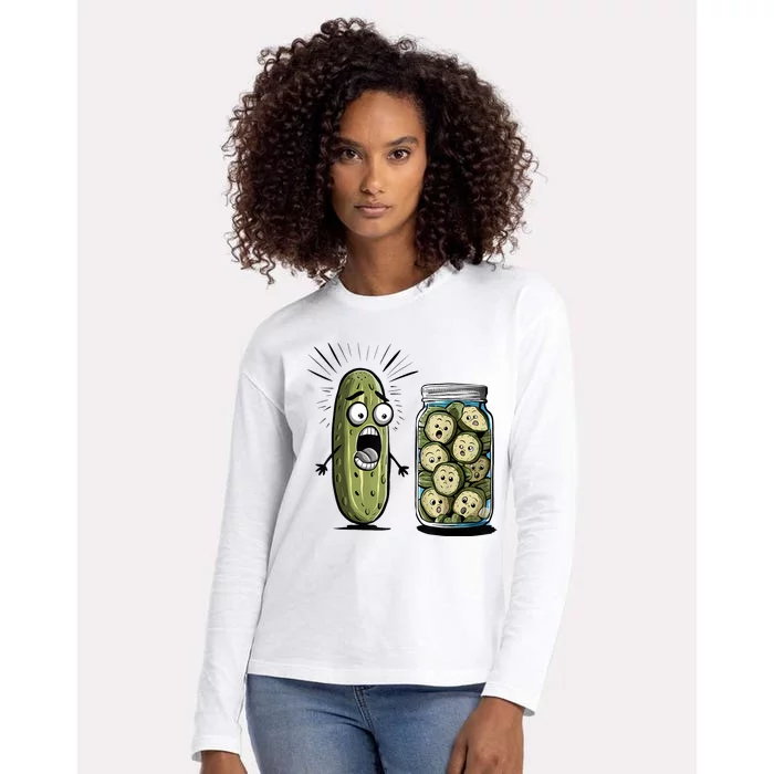 Surprise A Cucumber And A Jar Of Sliced Pickles Funny Pickle Gift Womens Cotton Relaxed Long Sleeve T-Shirt