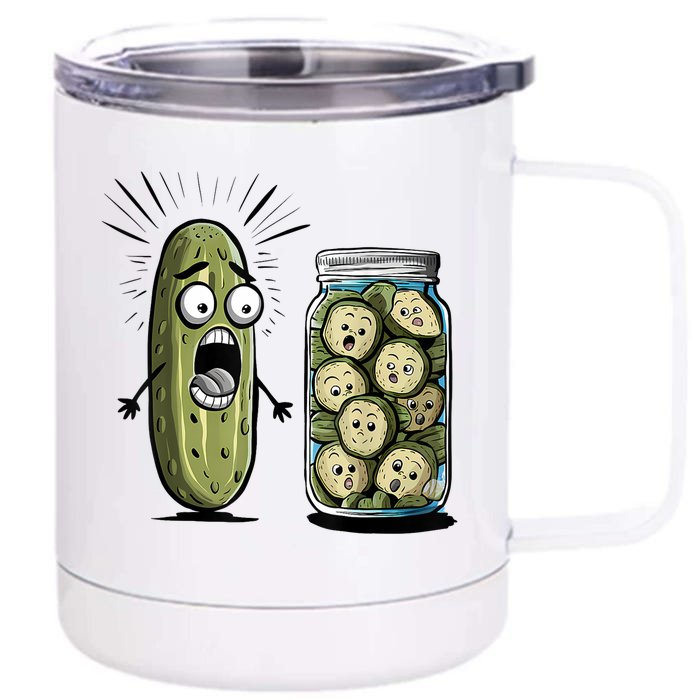 Surprise A Cucumber And A Jar Of Sliced Pickles Funny Pickle Gift Front & Back 12oz Stainless Steel Tumbler Cup