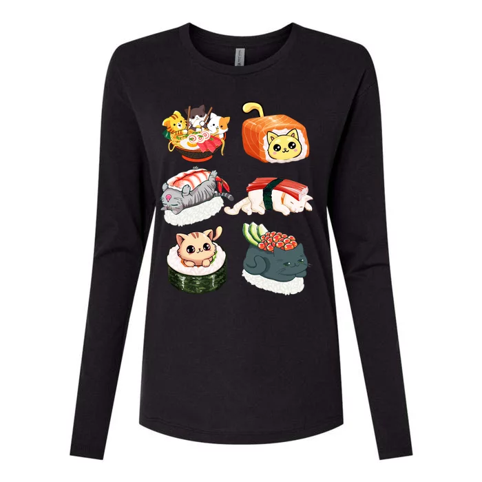 Sushi Anime Cats Kawaii Neko Sushi Lover Japanese Food Gift Womens Cotton Relaxed Long Sleeve T-Shirt