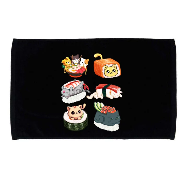 Sushi Anime Cats Kawaii Neko Sushi Lover Japanese Food Gift Microfiber Hand Towel