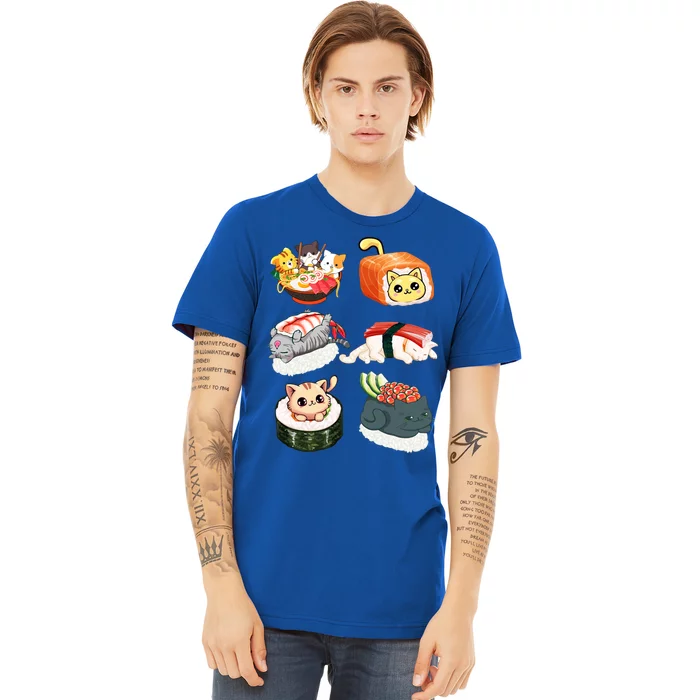 Sushi Anime Cats Kawaii Neko Sushi Lover Japanese Food Gift Premium T-Shirt