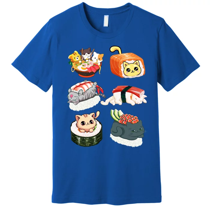 Sushi Anime Cats Kawaii Neko Sushi Lover Japanese Food Gift Premium T-Shirt