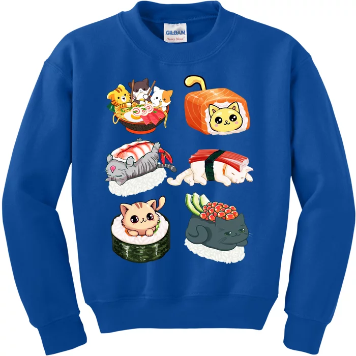 Sushi Anime Cats Kawaii Neko Sushi Lover Japanese Food Gift Kids Sweatshirt