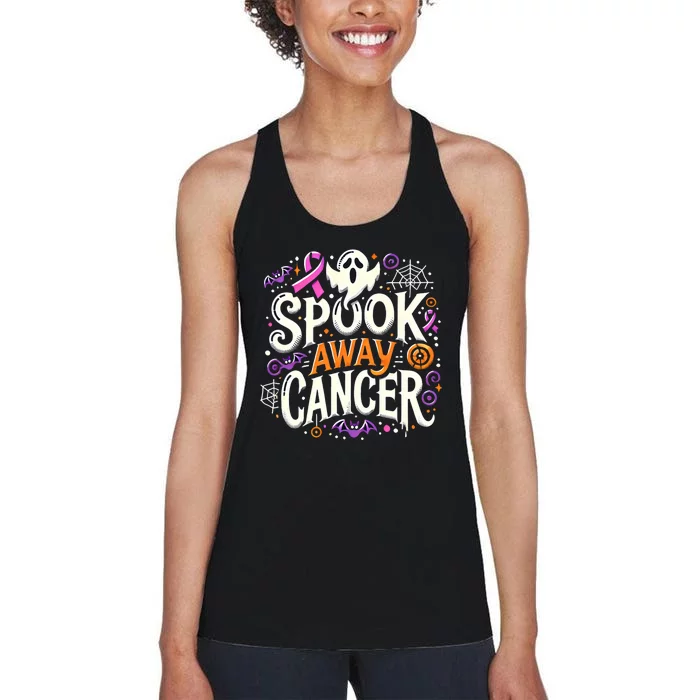 Spook Away Cancer October Halloween Breast Cancer Awareness Women's Racerback Tank