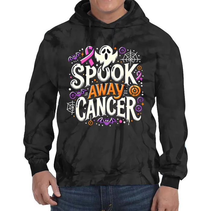 Spook Away Cancer October Halloween Breast Cancer Awareness Tie Dye Hoodie