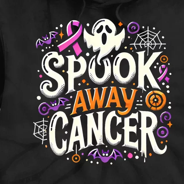 Spook Away Cancer October Halloween Breast Cancer Awareness Tie Dye Hoodie