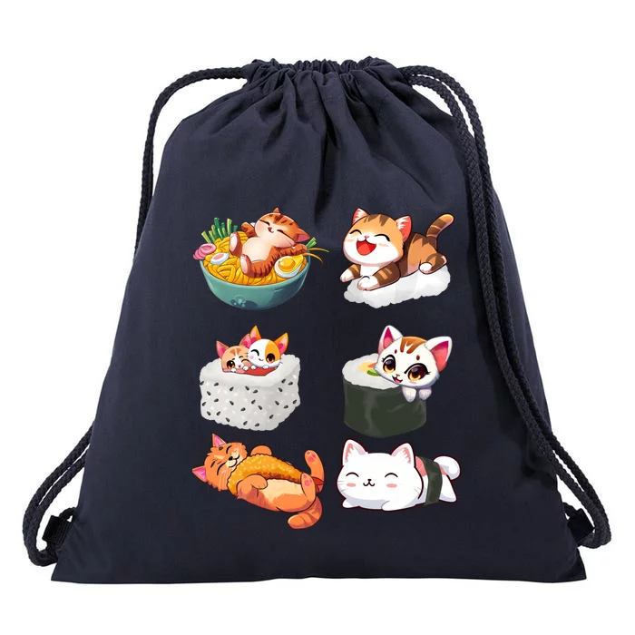 Sushi Anime Cat Cute Cats Kawaii Neko Sushi Lover Gift Drawstring Bag