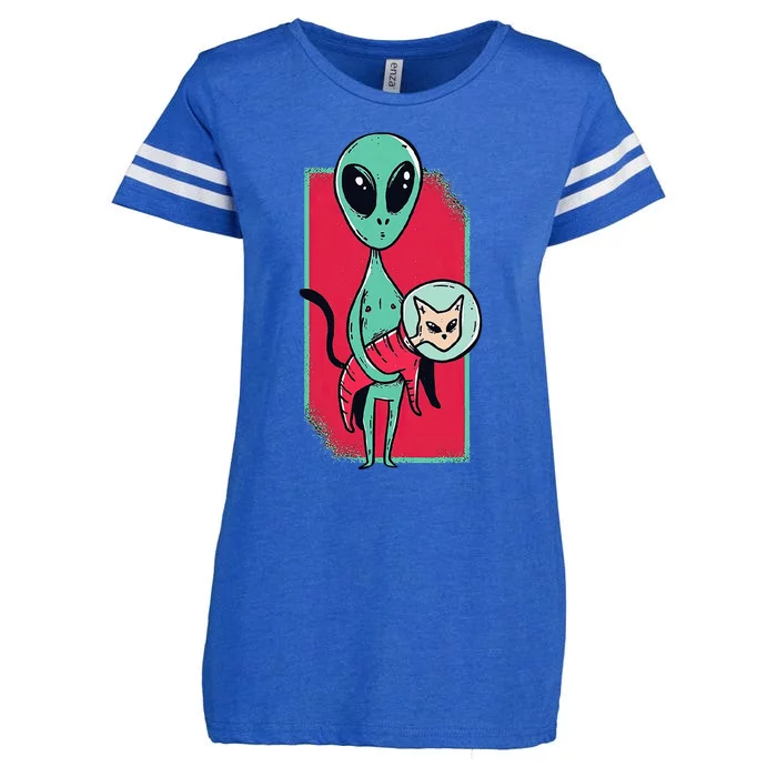 Space Alien Cute Cat Funny For Cat Lover Enza Ladies Jersey Football T-Shirt