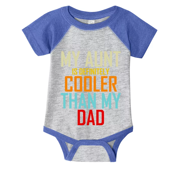 Sarcastic Aunt Cooler Than Dad My Aunt Is Cooler Than My Dad Gift Infant Baby Jersey Bodysuit