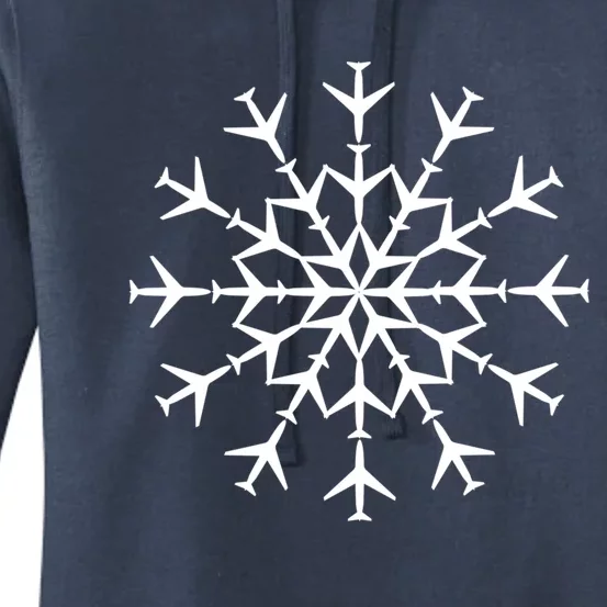 Snowflake Airplanes Christmas Snow Aviation Pilot Gift Women's Pullover Hoodie