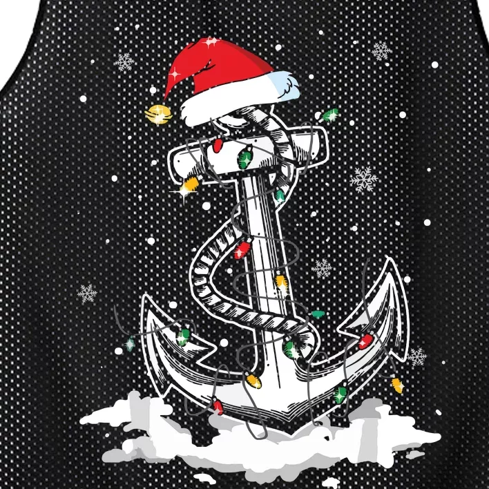 Santa Anchor Cool Christmas Lights Boating Sailing Boat Mesh Reversible Basketball Jersey Tank