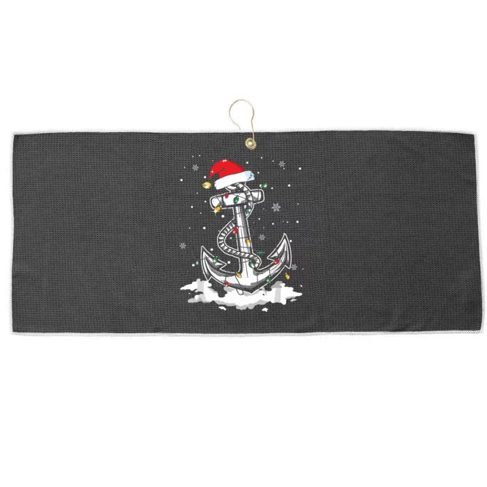 Santa Anchor Cool Christmas Lights Boating Sailing Boat Large Microfiber Waffle Golf Towel