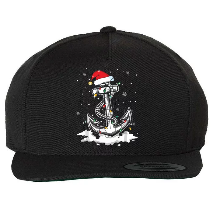 Santa Anchor Cool Christmas Lights Boating Sailing Boat Wool Snapback Cap