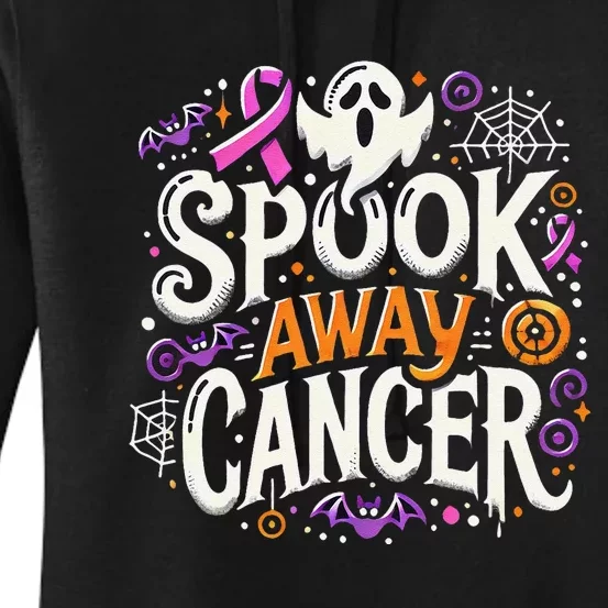 Spook Away Cancer October Halloween Breast Cancer Awareness Gift Women's Pullover Hoodie