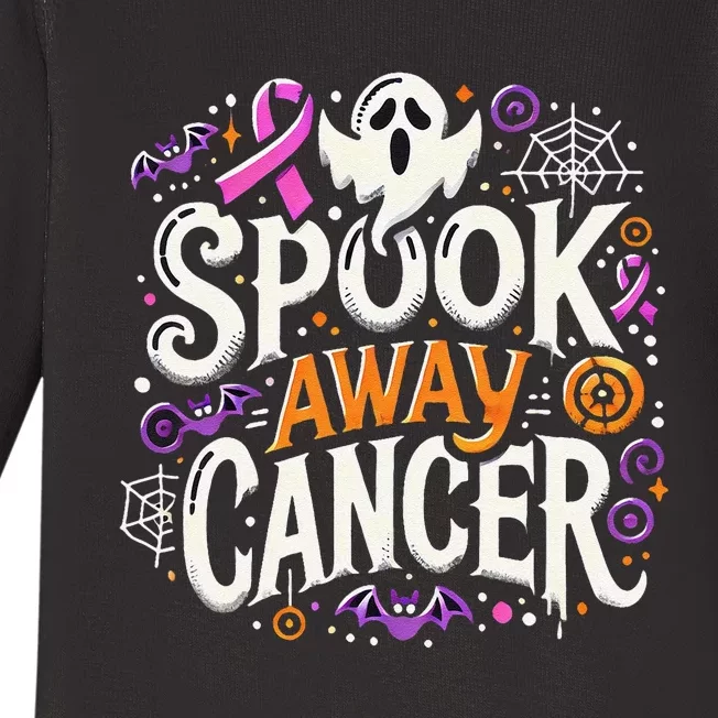 Spook Away Cancer October Halloween Breast Cancer Awareness Gift Baby Long Sleeve Bodysuit