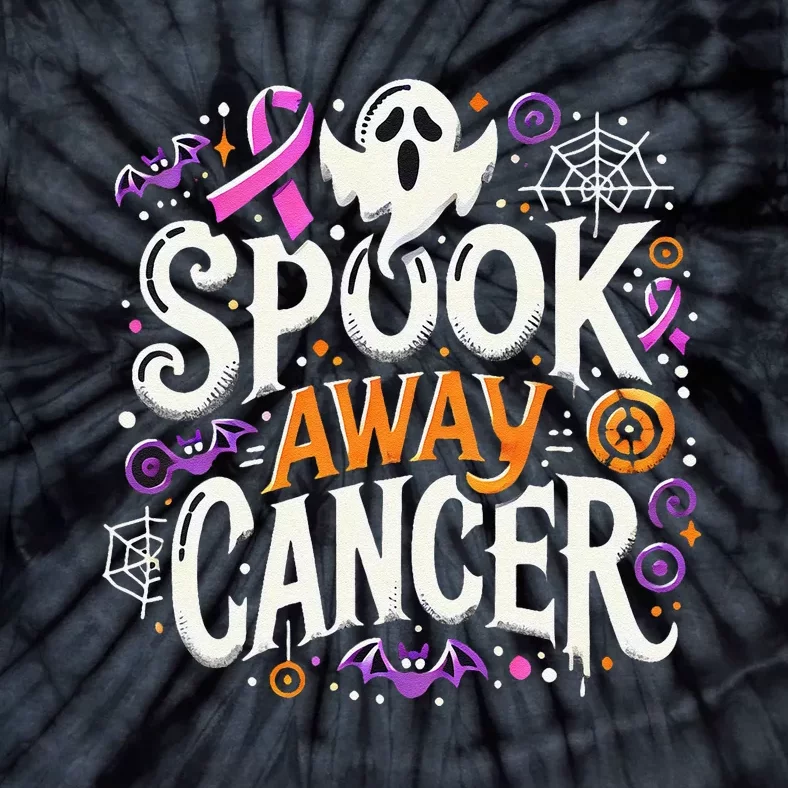 Spook Away Cancer October Halloween Breast Cancer Awareness Gift Tie-Dye T-Shirt