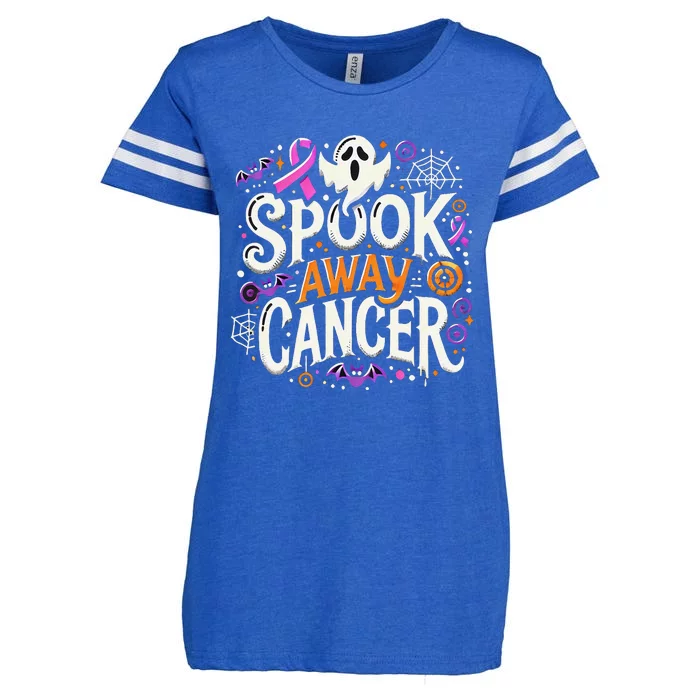 Spook Away Cancer October Halloween Breast Cancer Awareness Gift Enza Ladies Jersey Football T-Shirt