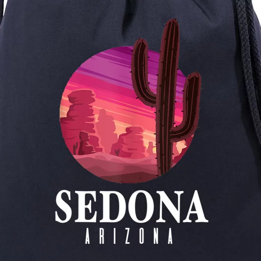 Sedona Arizona Cactus Sunset Desert Sedona Az Travels Drawstring Bag