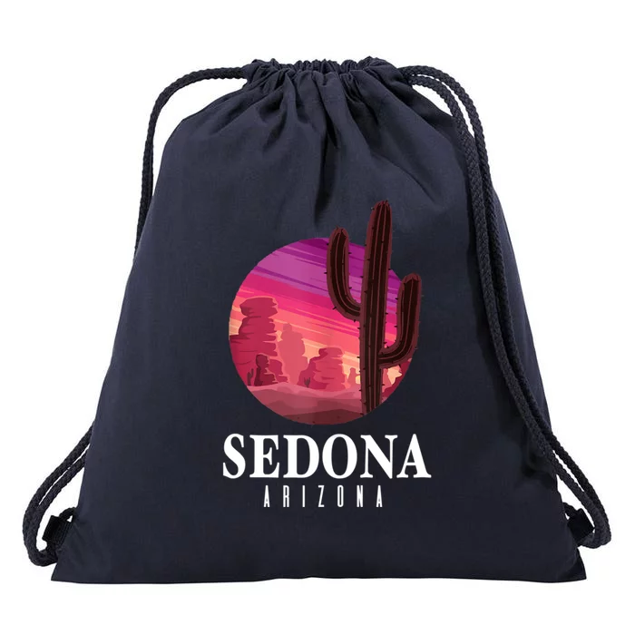 Sedona Arizona Cactus Sunset Desert Sedona Az Travels Drawstring Bag