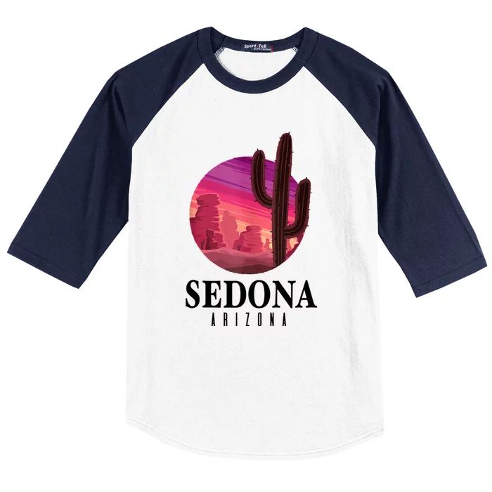 Sedona Arizona Cactus Sunset Desert Sedona Az Travels Baseball Sleeve Shirt