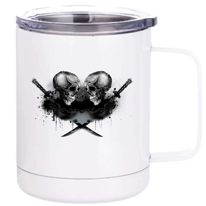 Skill And Cross Swords Front & Back 12oz Stainless Steel Tumbler Cup