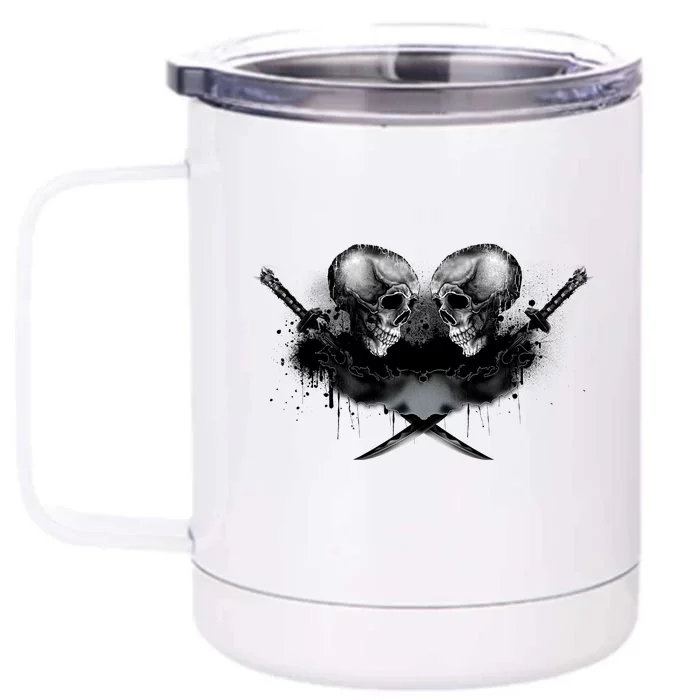 Skill And Cross Swords Front & Back 12oz Stainless Steel Tumbler Cup