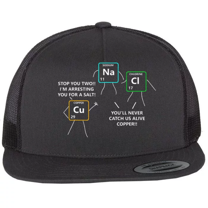 Salt And Copper Periodic Table Police Pun Chemistry Flat Bill Trucker Hat