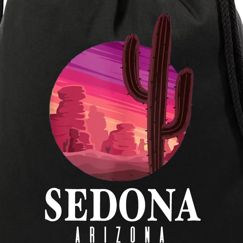 Sedona Arizona Cactus Sunset Desert Sedona Az Travels Drawstring Bag