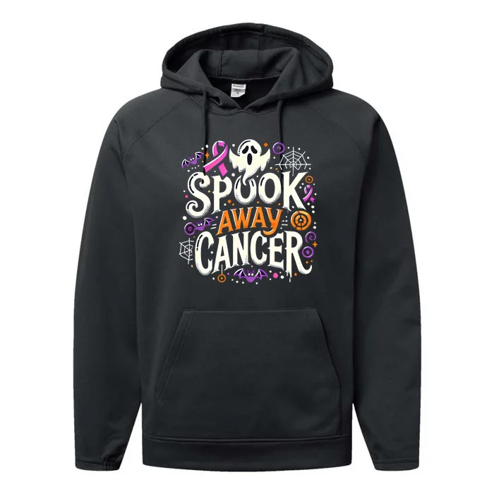 Spook Away Cancer October Halloween Breast Cancer Awareness Performance Fleece Hoodie