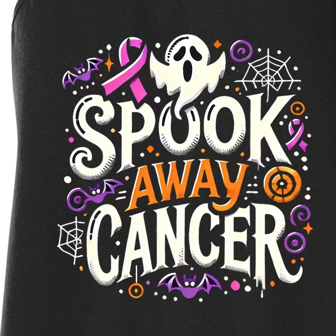 Spook Away Cancer October Halloween Breast Cancer Awareness Women's Racerback Tank