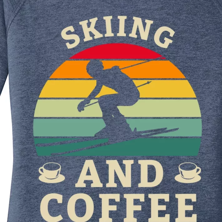 Skiing And Coffee Ski Winter Sport For Skiers Gift Women's Perfect Tri Tunic Long Sleeve Shirt