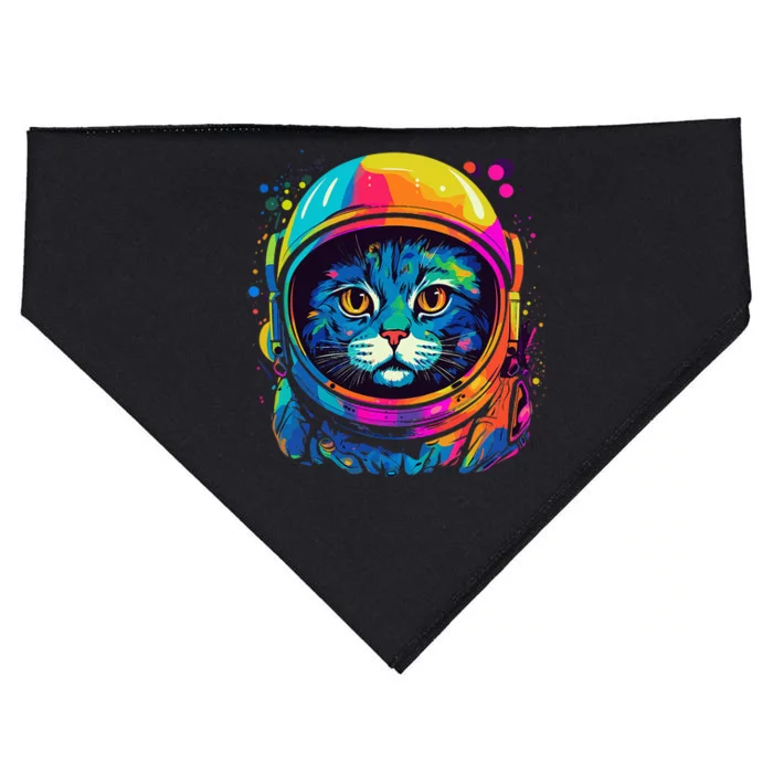 Space Astronaut Cat Gifts Space Cat USA-Made Doggie Bandana