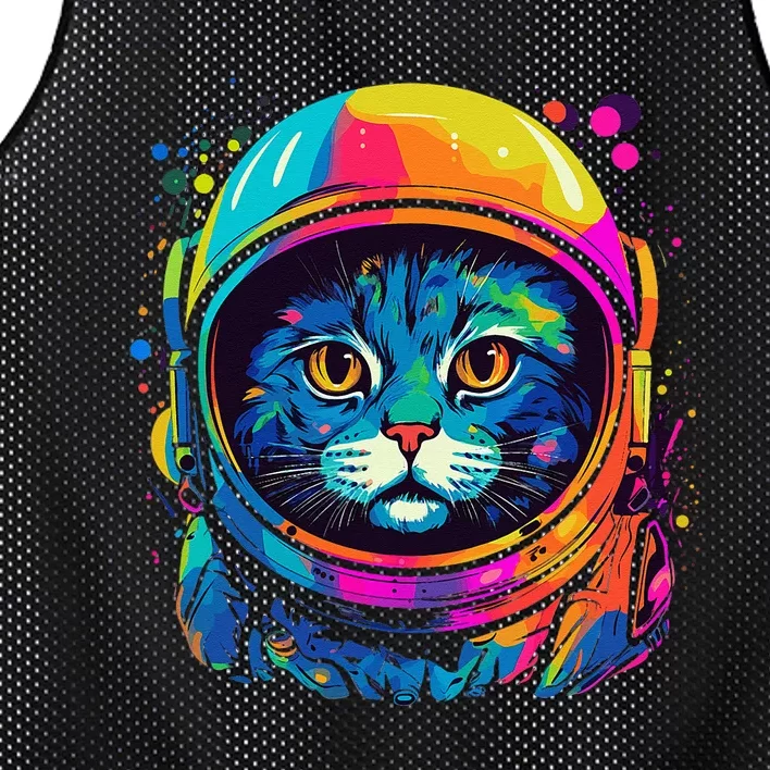 Space Astronaut Cat Gifts Space Cat Mesh Reversible Basketball Jersey Tank