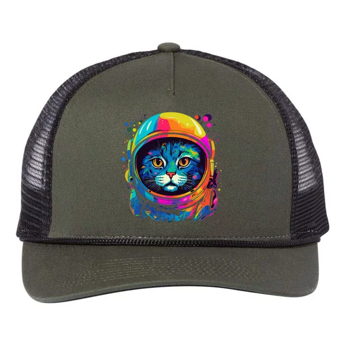 Space Astronaut Cat Gifts Space Cat Retro Rope Trucker Hat Cap